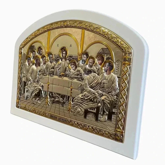 Silver christian orthodox icon,gilded,Last Supper,handmade,Greece (10 x 8)
5010 - Picture 2 of 7
